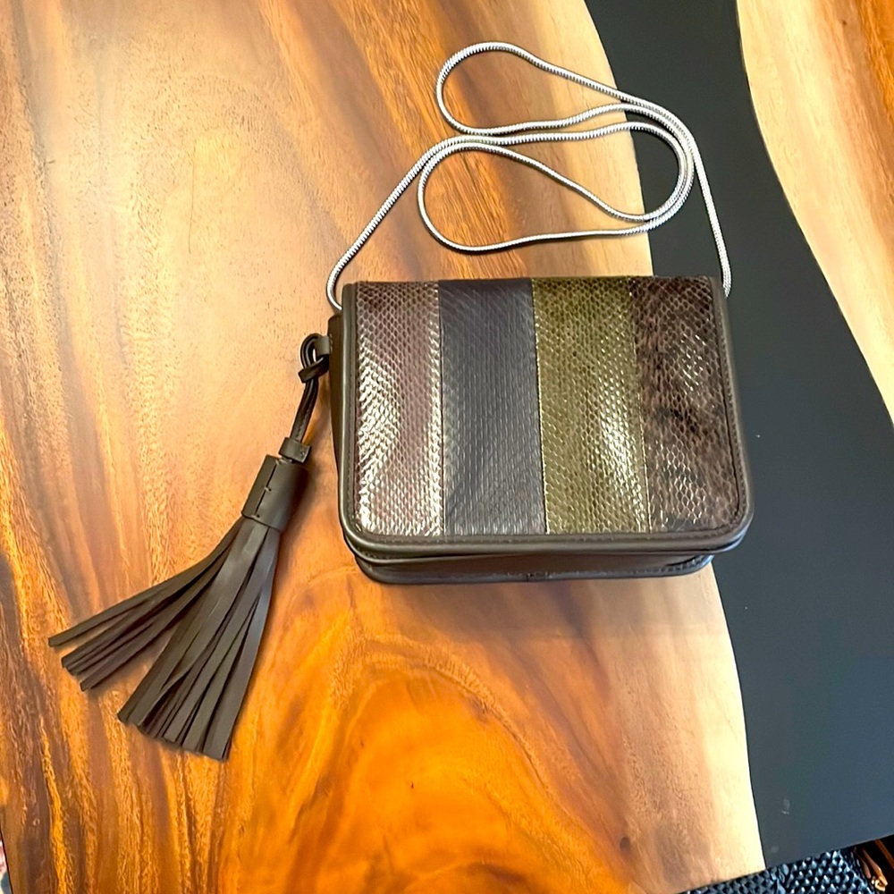 New ALLSAINTS Bansho Snakeskin chain Shoulder Bag Striped